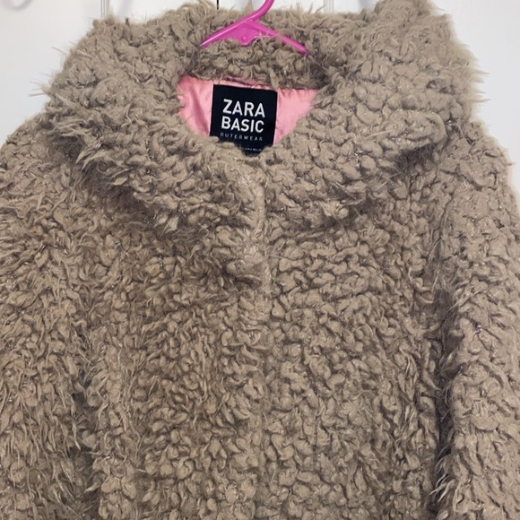 Zara Basic Outerwear Small Texture Coat With Hood Color Mink - Picture 6 of 13